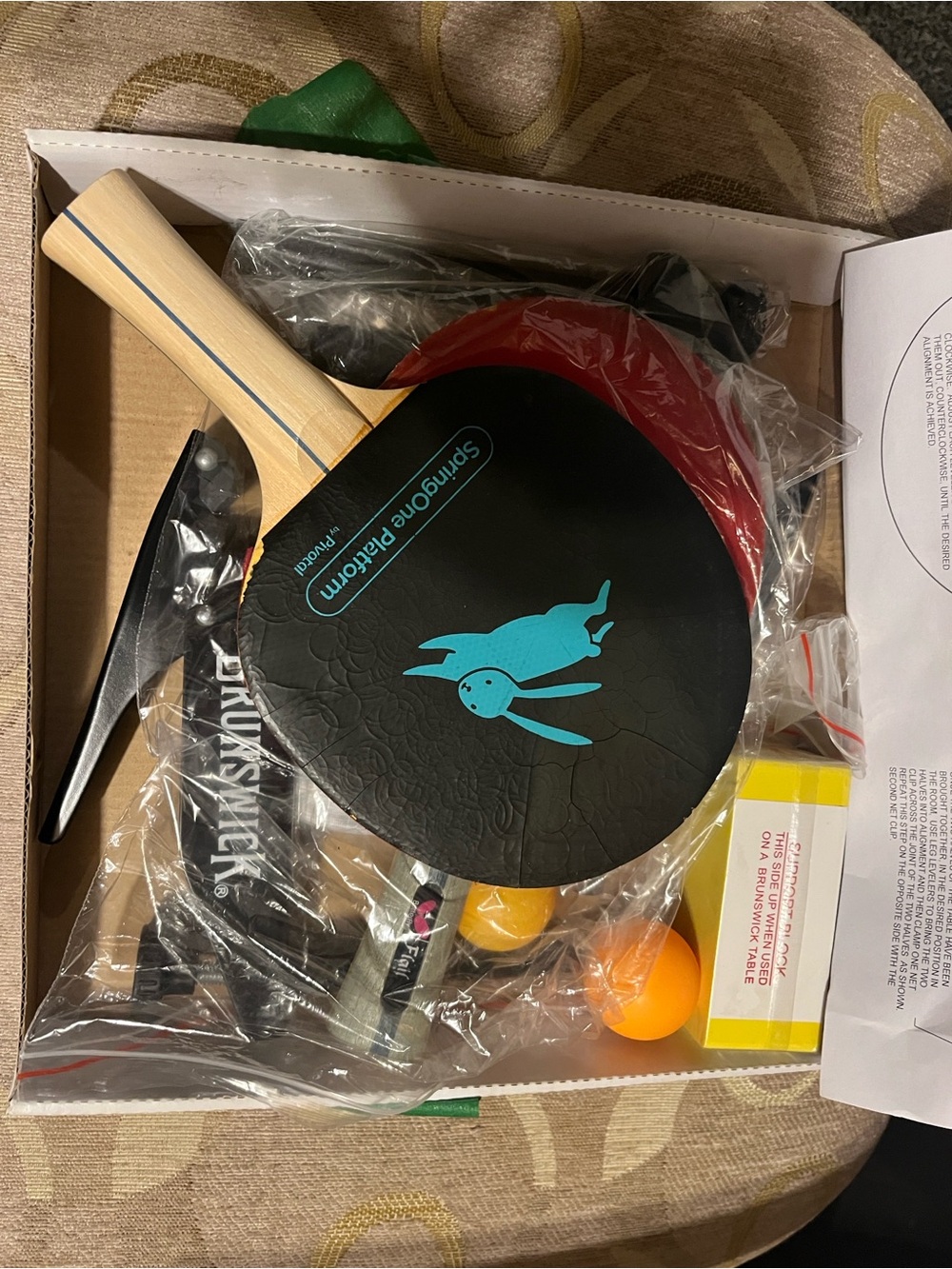 Springone Platform Ping Pong Paddle Set - Black/Red